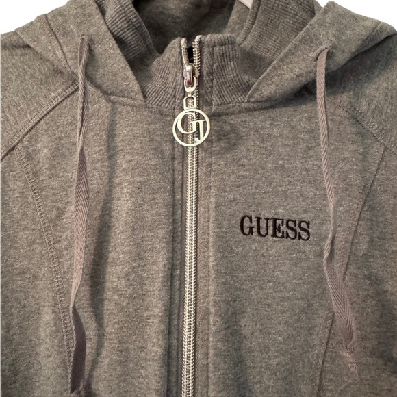 Guess Women’s Charcoal Full-Zip Hoodie Sweatshirt Small - Picture 2 of 5